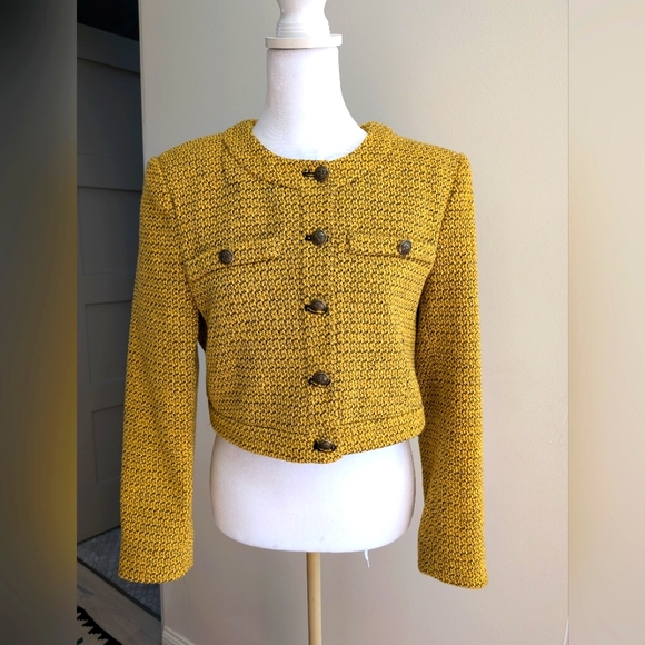 Zara Jackets & Blazers - ZARA/ M Cropped Textured Blazer/ Mustard Yellow